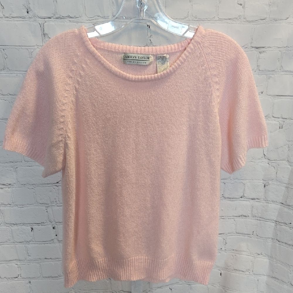 Carolyn Taylor Pink Short Sleeve Sweater Size L